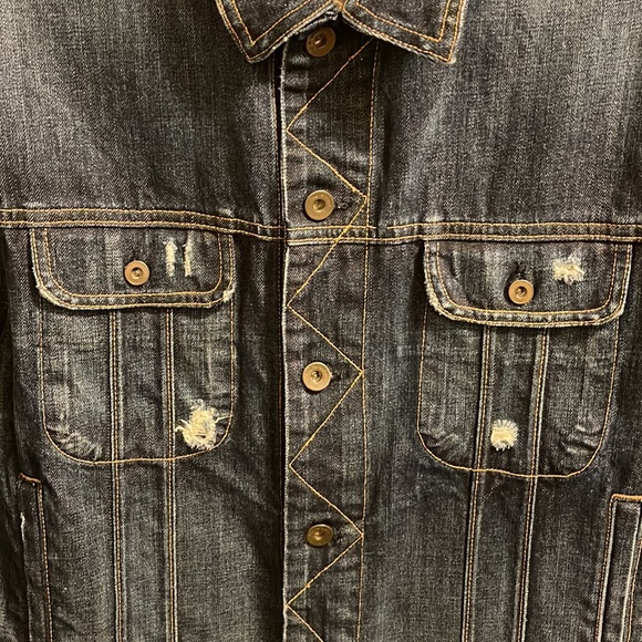 Rag & Bone Blue Distressed Denim Jacket Size Medium Made in USA - Picture 3 of 9